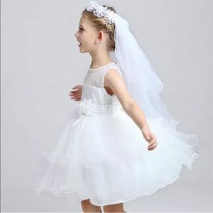 2for15 Head piece veil for mini bride flower girl